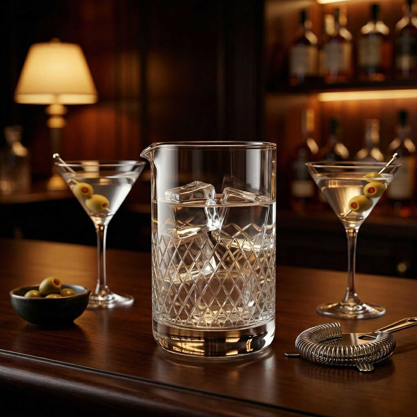 Bar Lux 30 oz Cocktail Mixing Glass - Diamond Cut Pattern, Hand-Blown, Crystal - 4 1/2" x 4" x 6 1/2" - 1 count box