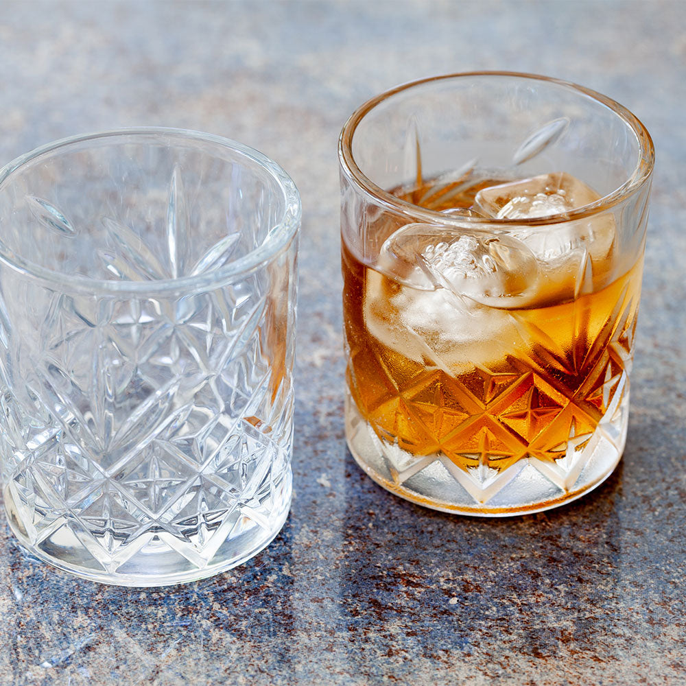 Timeless 7 oz Rocks Glass - Etched - 2 3/4" x 2 3/4" x 3 1/4" - 12 count box