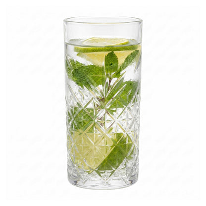 Timeless 10 oz Highball Glass - Etched - 2 1/2" x 2 1/2" x 5 1/2" - 12 count box