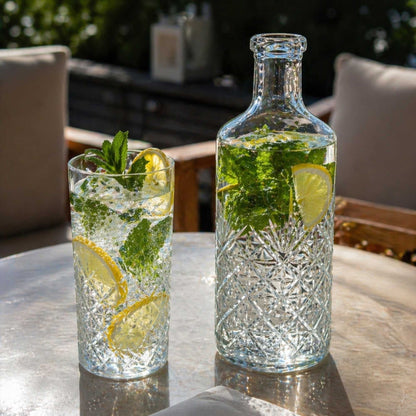 Timeless 10 oz Highball Glass - Etched - 2 1/2" x 2 1/2" x 5 1/2" - 12 count box