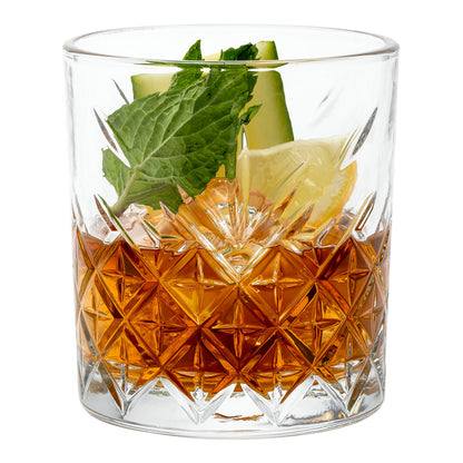 Timeless 12 oz Double Old Fashioned Glass - Etched - 3 1/4" x 3 1/4" x 3 3/4" - 6 count box