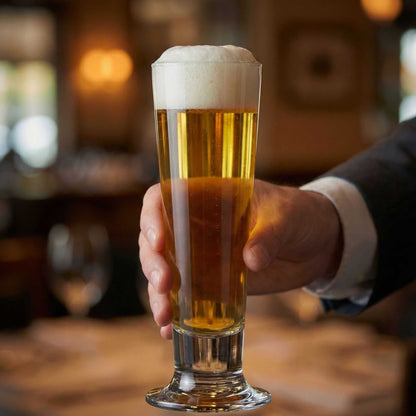 Bev Tek 14 oz Pilsner Glass - Tall-Footed - 2 1/2" x 2 1/2" x 9 1/2" - 6 count box