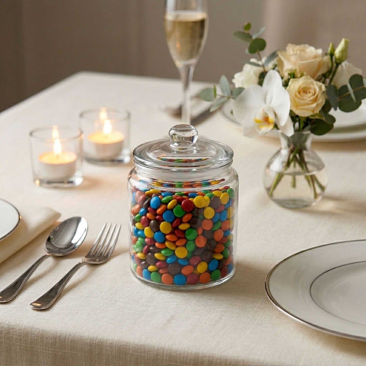 Vetri 0.2 gal Glass Storage Jar - with Glass Lid - 4 1/4" x 4 1/4" x 6" - 1 count box