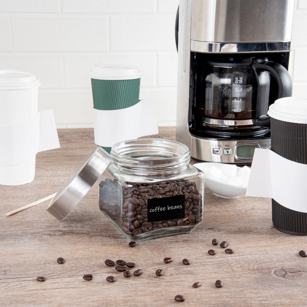 Vetri 20 oz Glass Storage Jar - with Lid, Chalkboard Label - 3 1/2" x 3 1/2" x 4 1/4" - 1 count box