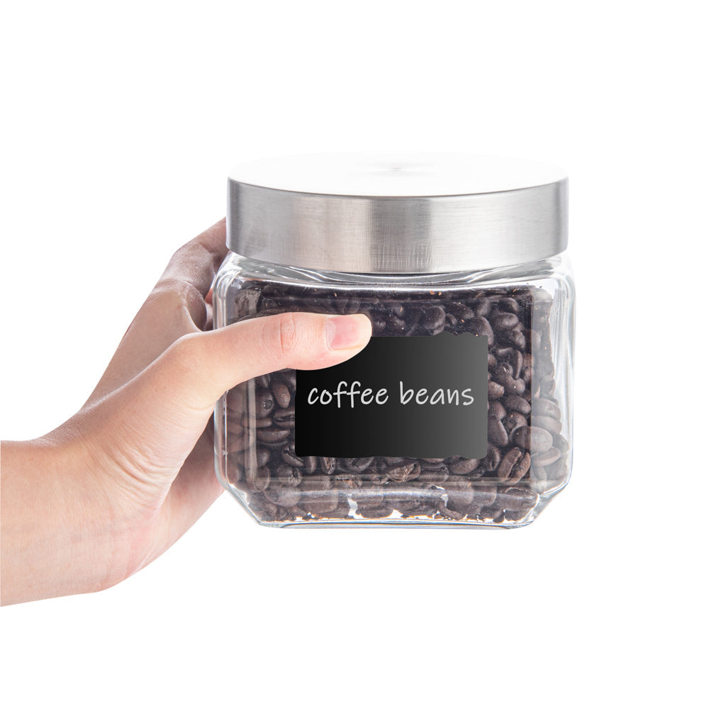Vetri 20 oz Glass Storage Jar - with Lid, Chalkboard Label - 3 1/2" x 3 1/2" x 4 1/4" - 1 count box