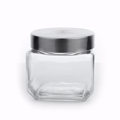 Vetri 20 oz Glass Storage Jar - with Lid, Chalkboard Label - 3 1/2" x 3 1/2" x 4 1/4" - 1 count box