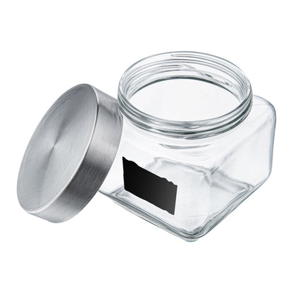 Vetri 20 oz Glass Storage Jar - with Lid, Chalkboard Label - 3 1/2" x 3 1/2" x 4 1/4" - 1 count box