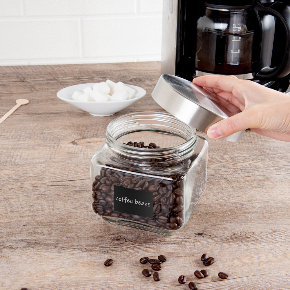Vetri 20 oz Glass Storage Jar - with Lid, Chalkboard Label - 3 1/2" x 3 1/2" x 4 1/4" - 1 count box