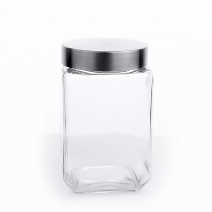 Vetri 58 oz Glass Storage Jar - with Lid, Chalkboard Label - 3 1/2" x 3 1/2" x 7 1/4" - 1 count box