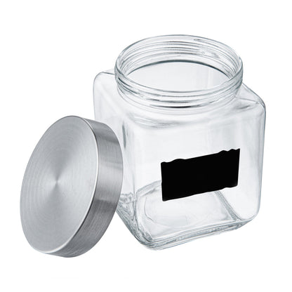 Vetri Glass 3-Piece Storage Jar Set - with Lid, Chalkboard Label - 1 count box