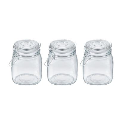 Vetri Glass 3-Piece Storage Jar Set - with Wood Holder - 1 count box