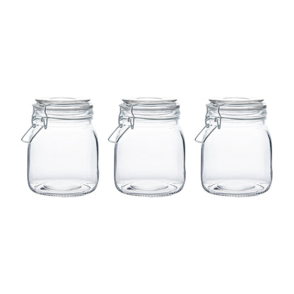 Vetri Glass 3-Piece Storage Jar Set - with Wood Holder - 1 count box