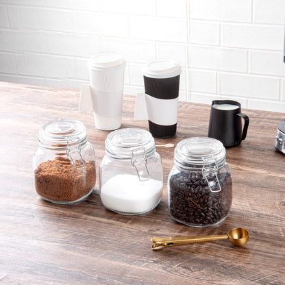 Vetri Glass 3-Piece Storage Jar Set - with Wood Holder - 1 count box
