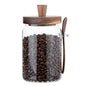 Vetri 29 oz Glass Storage Jar - with Acacia Lid and Spoon - 3 1/4" x 3 1/4" x 7 1/2" - 1 count box