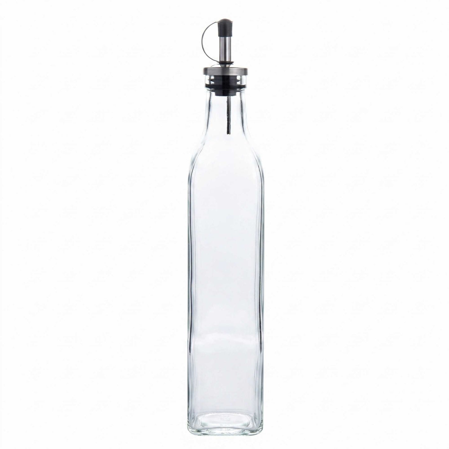 Chef 101 17 oz Glass Olive Oil Dispenser - with Stopper Spout, Funnel Kit - 2 1/4" x 2 1/4" x 12 1/2" - 1 count box