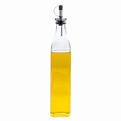 Chef 101 17 oz Glass Olive Oil Dispenser - with Stopper Spout, Funnel Kit - 2 1/4" x 2 1/4" x 12 1/2" - 1 count box