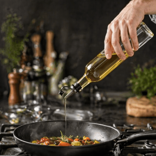 Chef 101 17 oz Glass Olive Oil Dispenser - with Stopper Spout, Funnel Kit - 2 1/4" x 2 1/4" x 12 1/2" - 1 count box