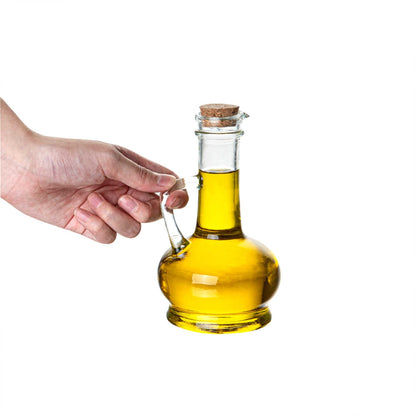 Chef 101 8 oz Glass Elegant Olive Oil Dispenser - with Cork Lid - 3 1/2" x 3 1/2" x 6 1/2" - 1 count box