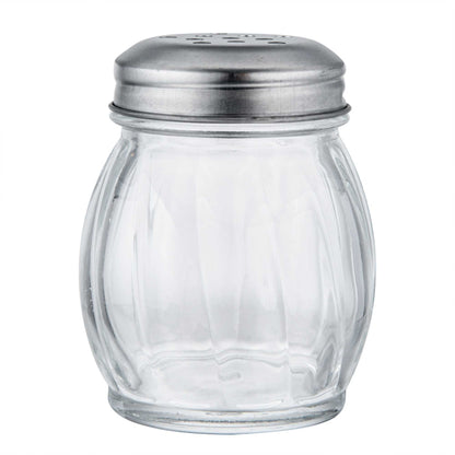 Chef 101 6 oz Glass Cheese Shaker - with Perforated Lid - 2 1/2" x 2 1/2" x 3 1/4" - 1 count box
