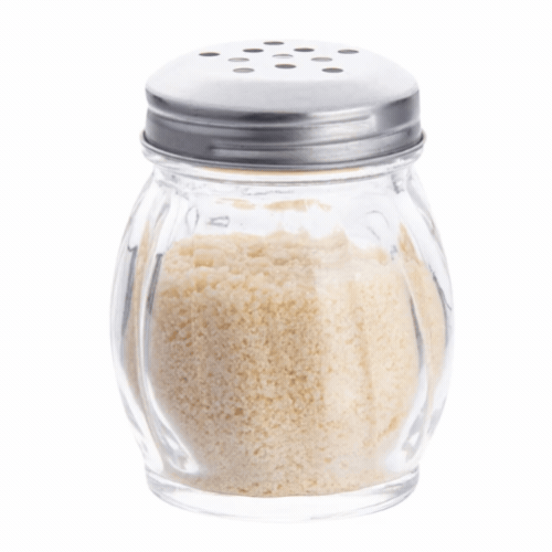 Chef 101 6 oz Glass Cheese Shaker - with Perforated Lid - 2 1/2" x 2 1/2" x 3 1/4" - 1 count box