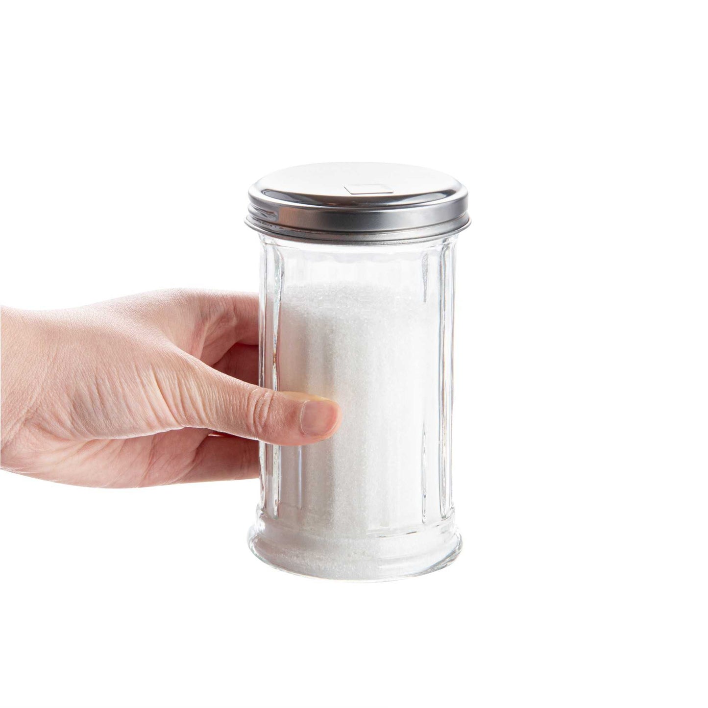 Chef 101 11 oz Glass Sauce / Sugar Pourer - with Flip Lid - 3" x 3" x 7" - 1 count box