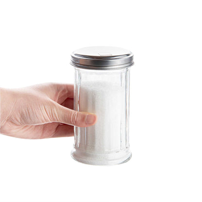 Chef 101 11 oz Glass Sauce / Sugar Pourer - with Flip Lid - 3" x 3" x 7" - 1 count box