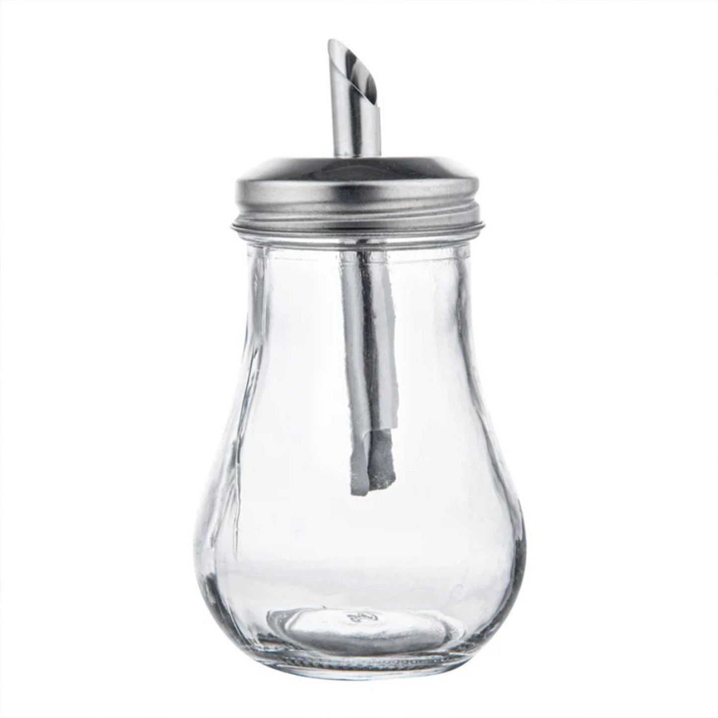 Chef 101 6 oz Glass Sauce / Sugar Pourer - with Spout Lid - 2 3/4" x 2 3/4" x 5 1/4" - 1 count box