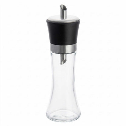 Vetri 6 oz Glass Sugar Dispenser - with Pouring Spout, Black Lid - 1 3/4" x 1 3/4" x 5 3/4" - 1 count box