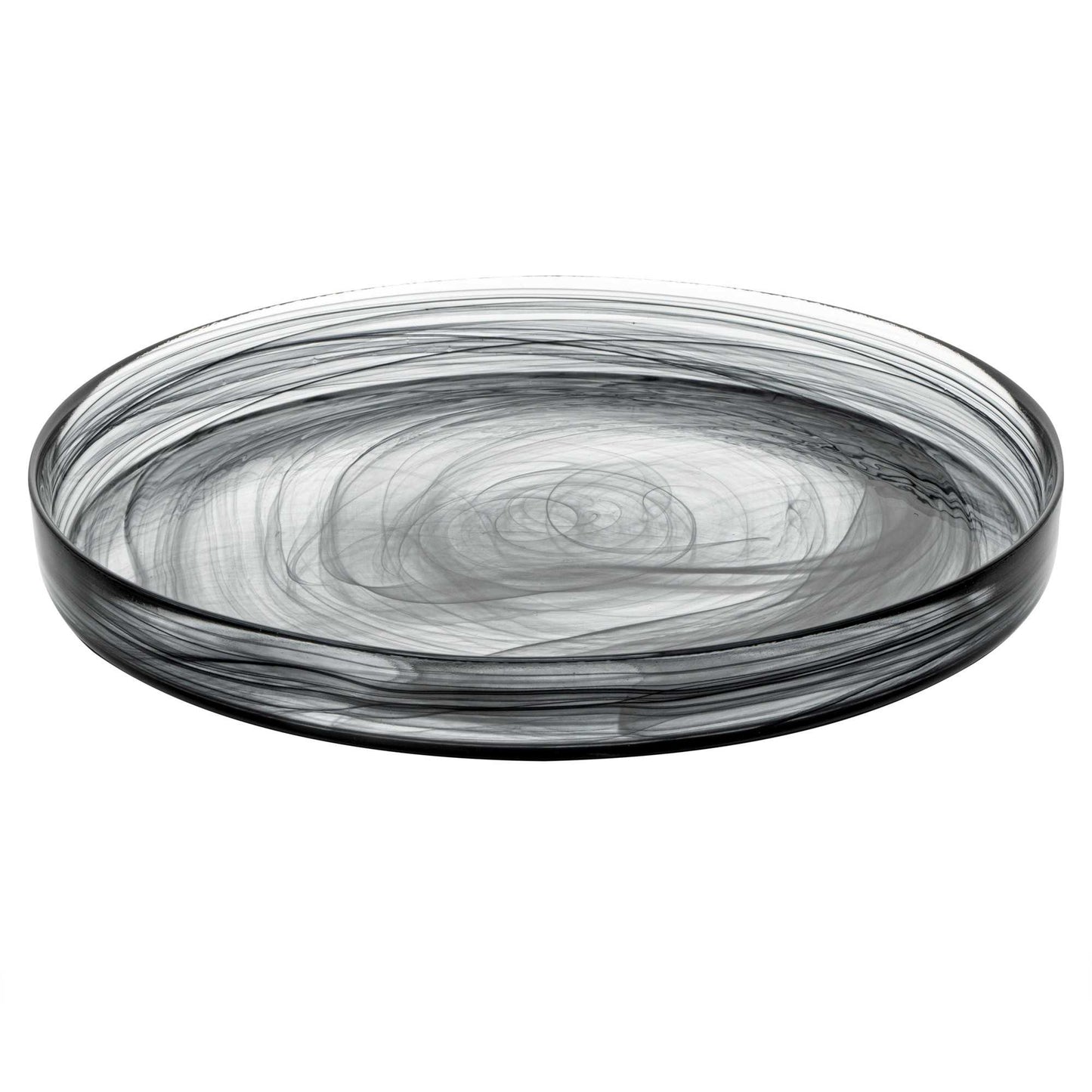 Vetri Round Black Glass Alabaster Plate - 11" x 11" x 1 1/4" - 1 count box