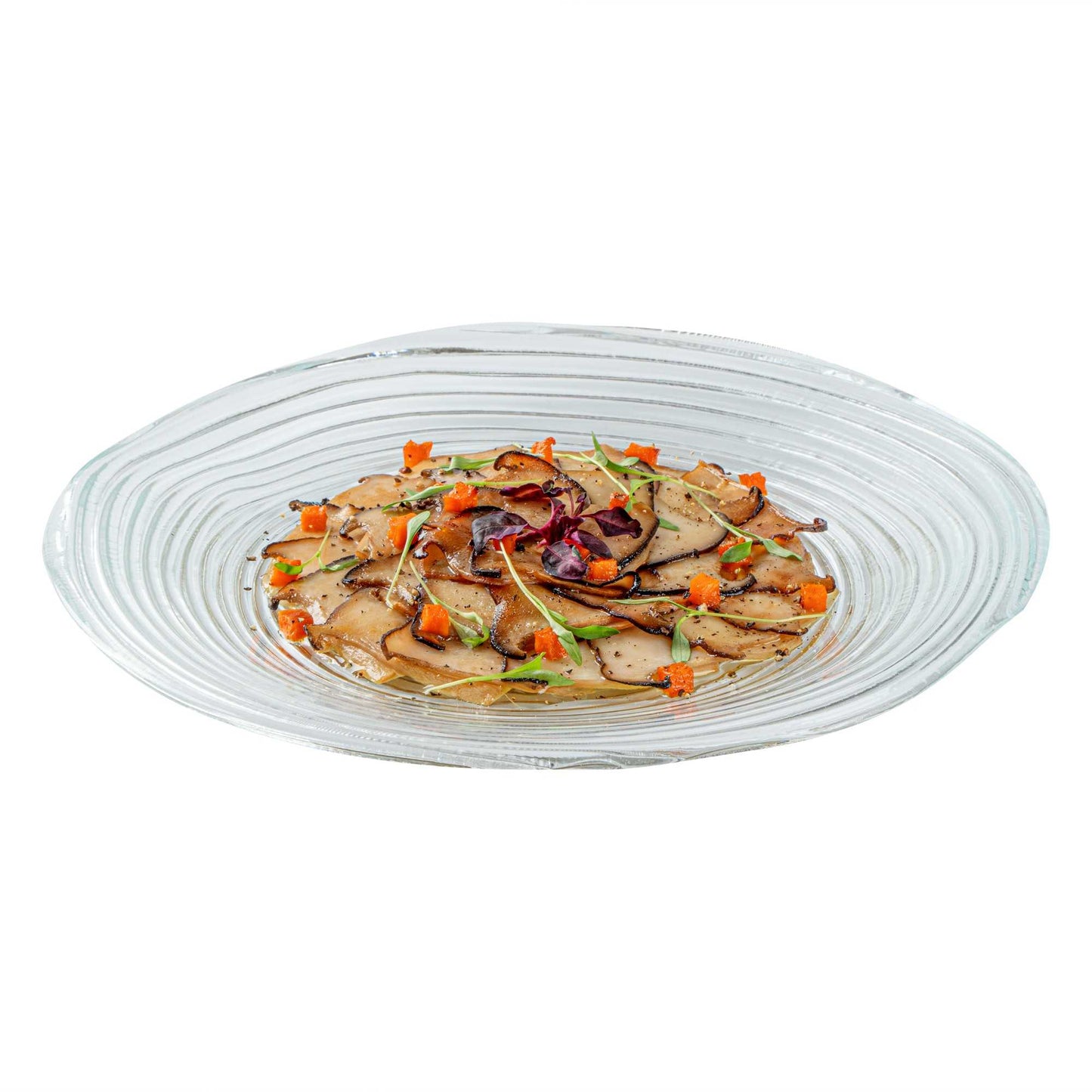 Vetri Round Clear Glass Swirl Plate - 9 1/2" x 9 1/2" x 3/4" - 6 count box