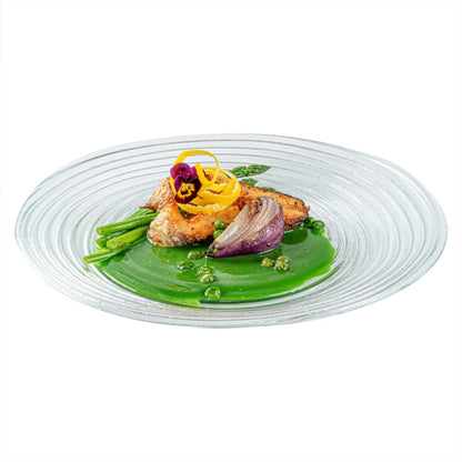 Vetri Round Clear Glass Swirl Plate - 11 3/4" x 11 3/4" x 1 1/4" - 1 count box