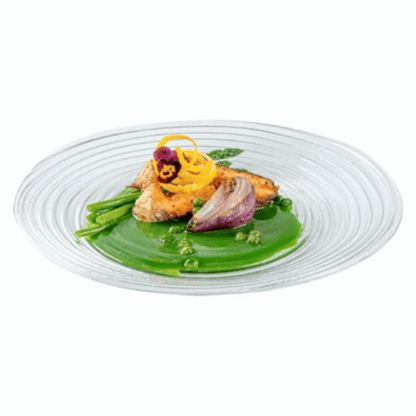 Vetri Round Clear Glass Swirl Plate - 11 3/4" x 11 3/4" x 1 1/4" - 1 count box