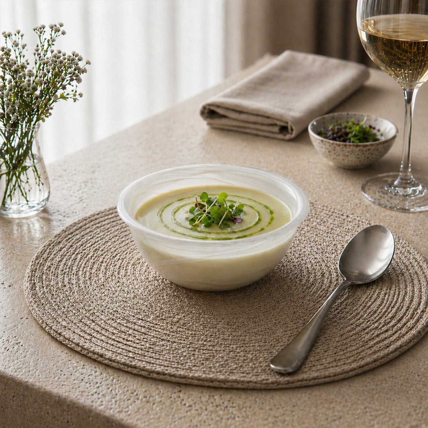 Vetri 16 oz Round White Glass Solar Bowl - 6" x 6" x 2 1/2" - 6 count box