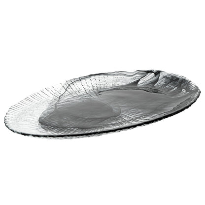 Vetri Oval Black Glass Focus Serving Plate - 15" x 9 3/4" x 1 1/4" - 6 count box