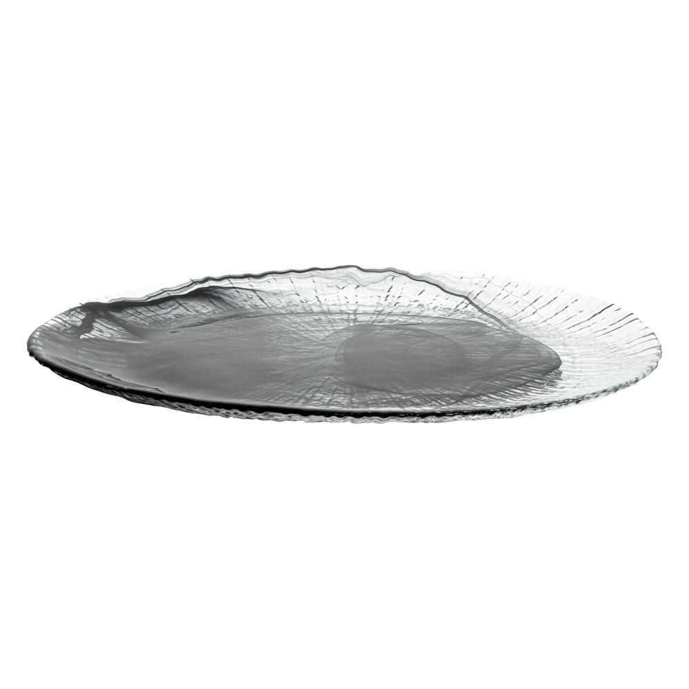 Vetri Oval Black Glass Focus Serving Plate - 15" x 9 3/4" x 1 1/4" - 6 count box