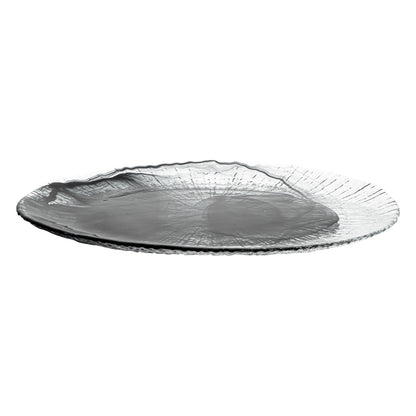 Vetri Oval Black Glass Focus Serving Plate - 15" x 9 3/4" x 1 1/4" - 6 count box