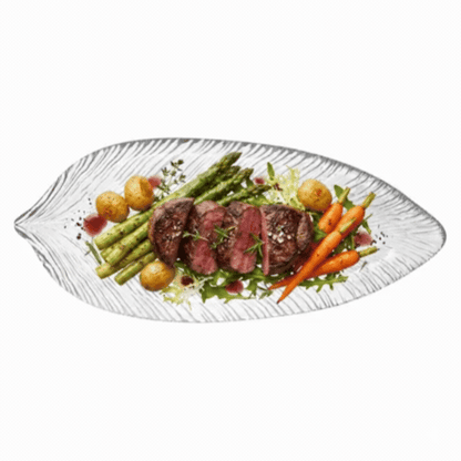Vetri Clear Glass Leaf Serving Plate - 11 3/4" x 5 1/2" x 3/4" - 1 count box