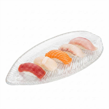 Vetri Clear Glass Leaf Serving Plate - 11 3/4" x 5 1/2" x 3/4" - 6 count box