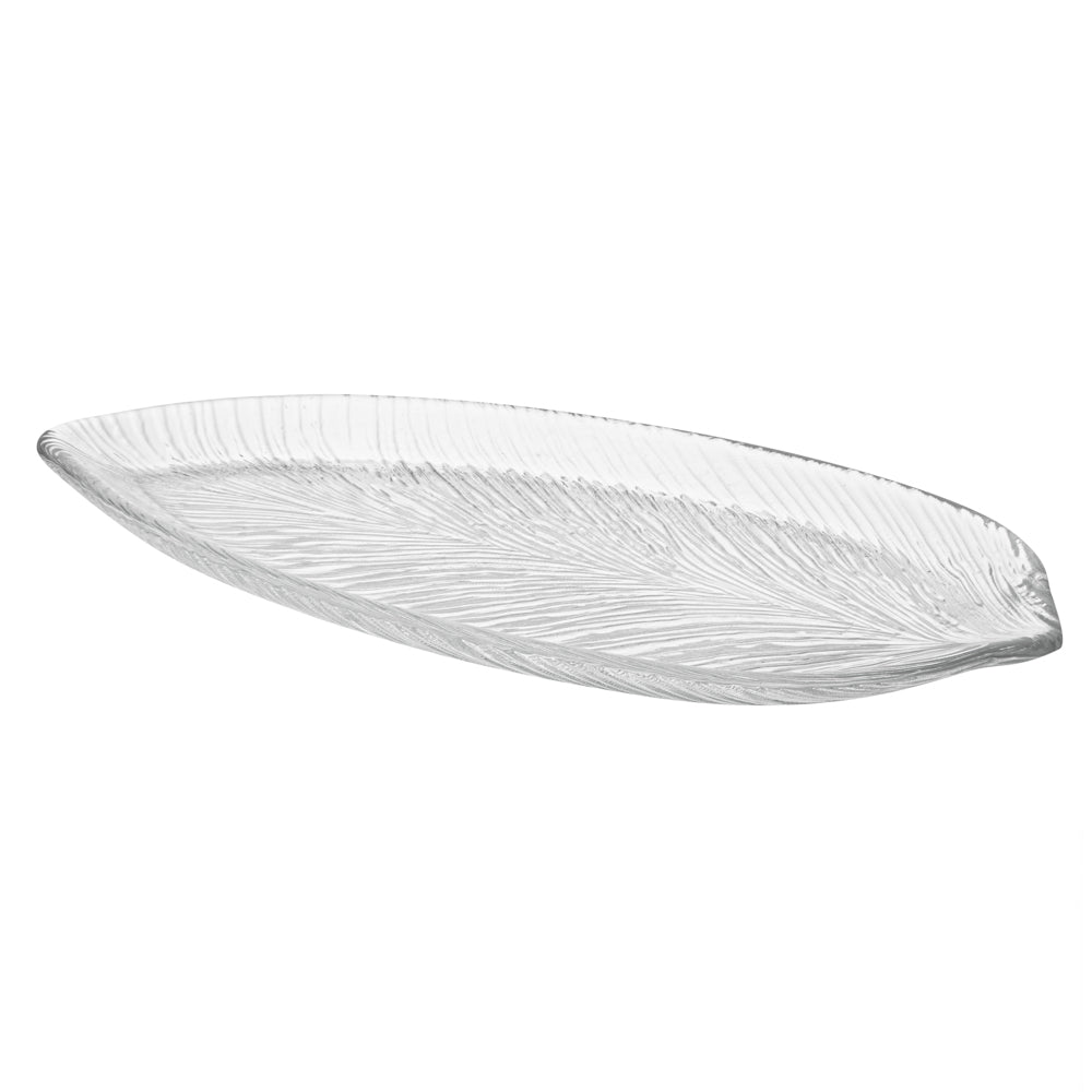 Vetri Clear Glass Leaf Serving Plate - 11 3/4" x 5 1/2" x 3/4" - 6 count box