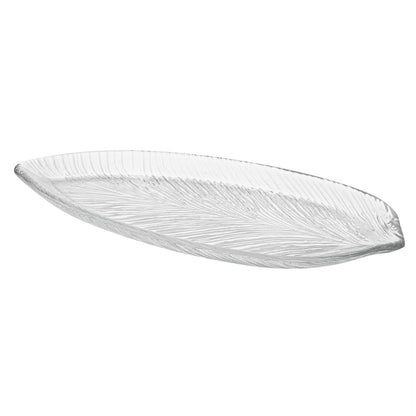 Vetri Clear Glass Leaf Serving Plate - 11 3/4" x 5 1/2" x 3/4" - 6 count box