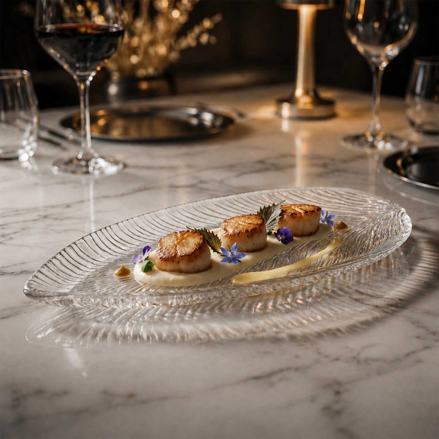 Vetri Clear Glass Leaf Serving Plate - 11 3/4" x 5 1/2" x 3/4" - 6 count box