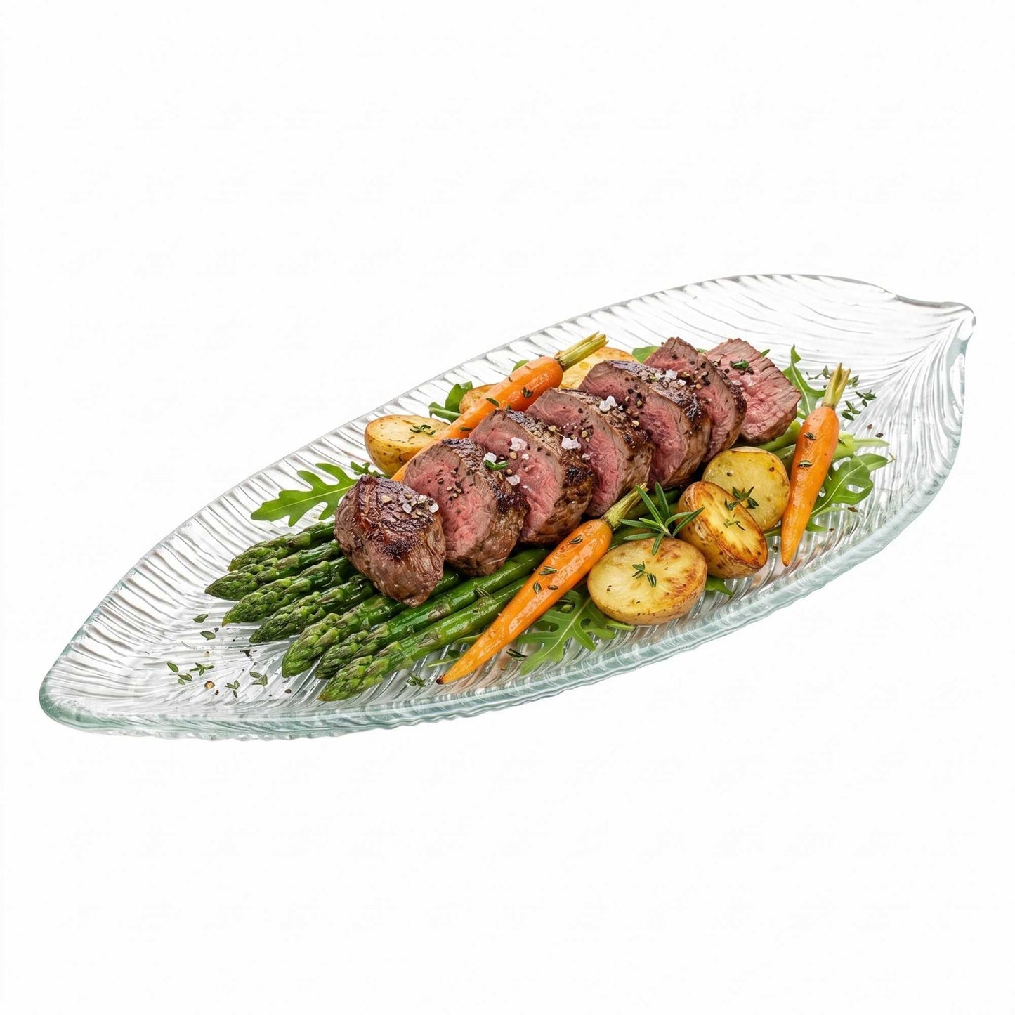 Vetri Clear Glass Leaf Serving Plate - 17" x 7 3/4" x 1 1/4" - 1 count box