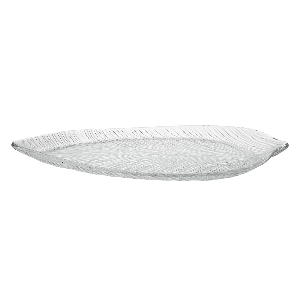 Vetri Clear Glass Leaf Serving Plate - 17" x 7 3/4" x 1 1/4" - 6 count box