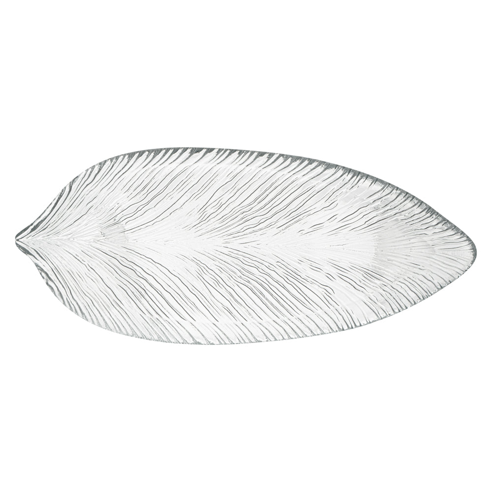 Vetri Clear Glass Leaf Serving Plate - 17" x 7 3/4" x 1 1/4" - 6 count box