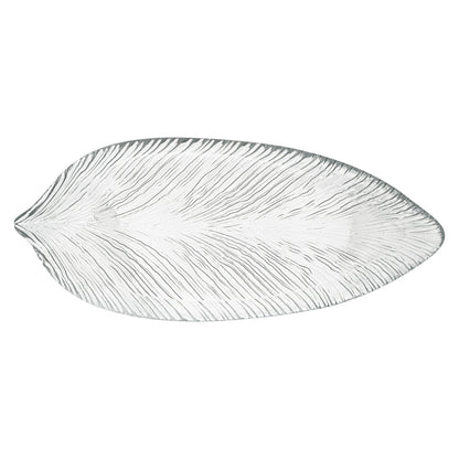 Vetri Clear Glass Leaf Serving Plate - 17" x 7 3/4" x 1 1/4" - 6 count box