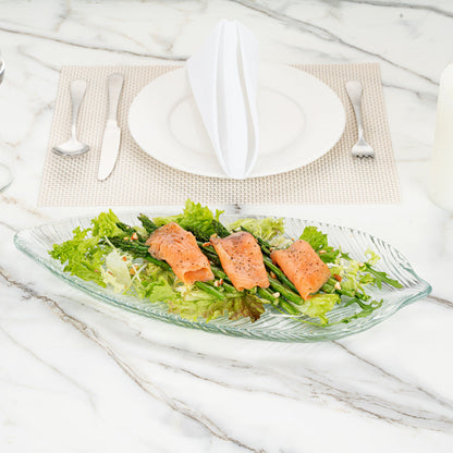 Vetri Clear Glass Leaf Serving Plate - 17" x 7 3/4" x 1 1/4" - 6 count box