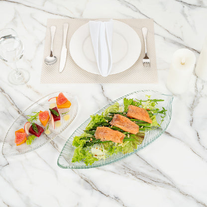 Vetri Clear Glass Leaf Serving Plate - 17" x 7 3/4" x 1 1/4" - 6 count box