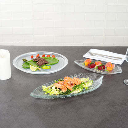 Vetri Clear Glass Leaf Serving Plate - 17" x 7 3/4" x 1 1/4" - 6 count box