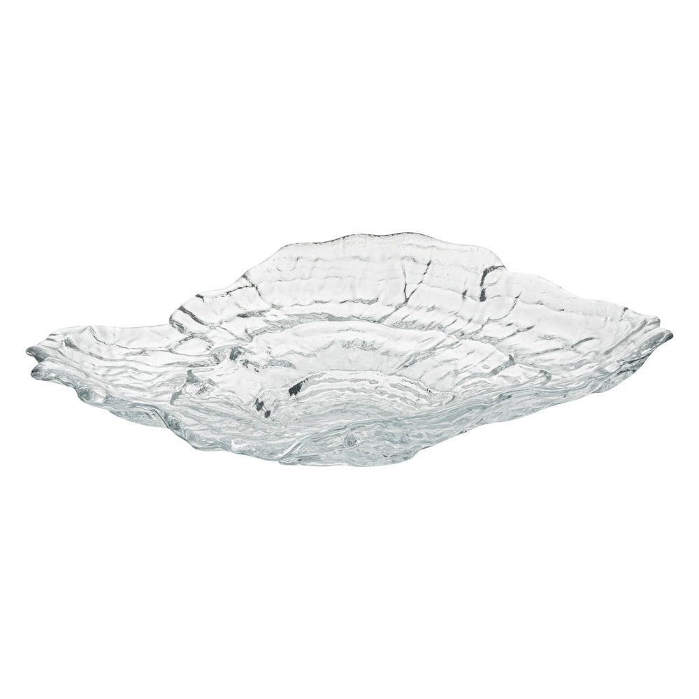 Vetri Abstract Clear Glass Seashell Serving Plate - 8 3/4" x 6 3/4" x 1 3/4" - 6 count box