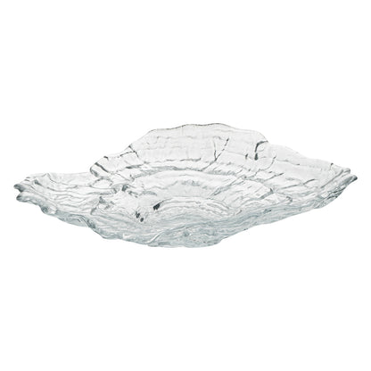 Vetri Abstract Clear Glass Seashell Serving Plate - 8 3/4" x 6 3/4" x 1 3/4" - 6 count box